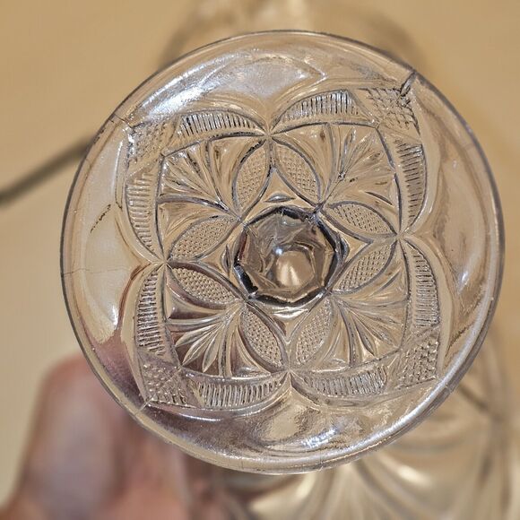 Pressed Glass Compote Footed Banana Fruit Boat Stand Basket Pedestal 8" Tall - Picture 7 of 11